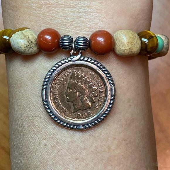 Carolyn Pollack Sterling Multi Gemstone Earth Tones Stretch Bracelet For Women - Picture 6 of 10